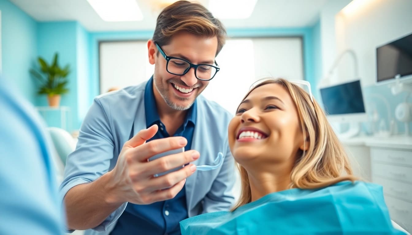 North Edmonton orthodontist consulting with a patient in a modern dental office.