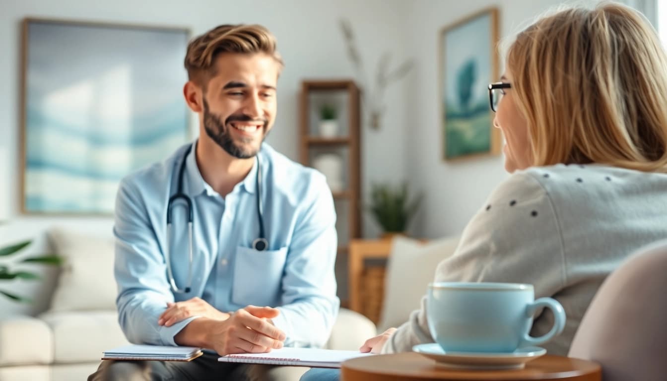 Understanding depression symptoms in a supportive therapy environment with a patient and therapist.