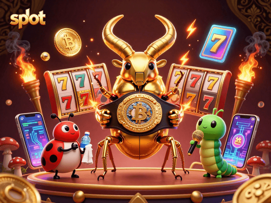 Menangkan slot dengan ilustrasi menarik dari serangga bertanding di arena kasino.