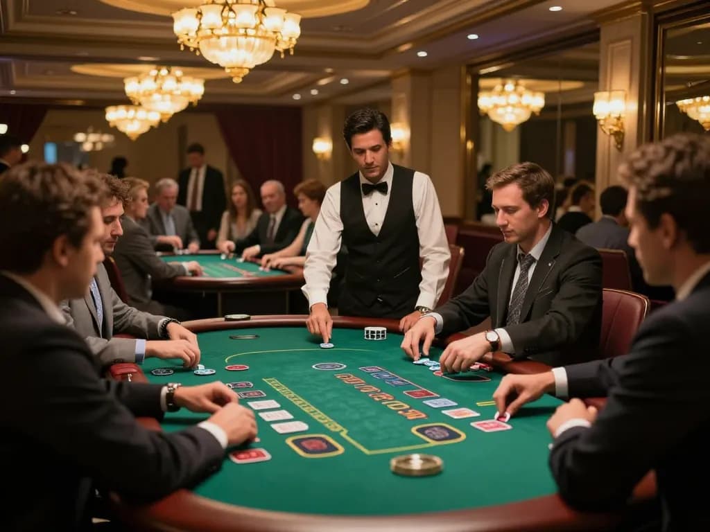 Engaged players strategizing at tg88-lc blackjack tables in a luxurious casino setting.