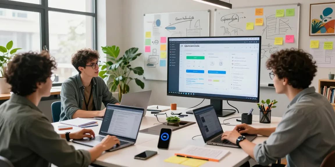 Developer collaborating on openclaw skill in vibrant workspace with tech gadgets and innovative ideas.