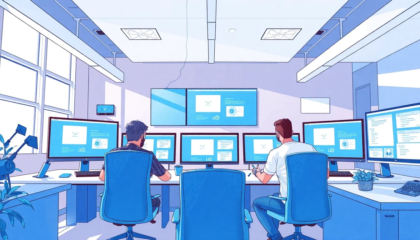 Hüsig Webdesign Marketing hebt kreative Designs in einem modernen Büro hervor.