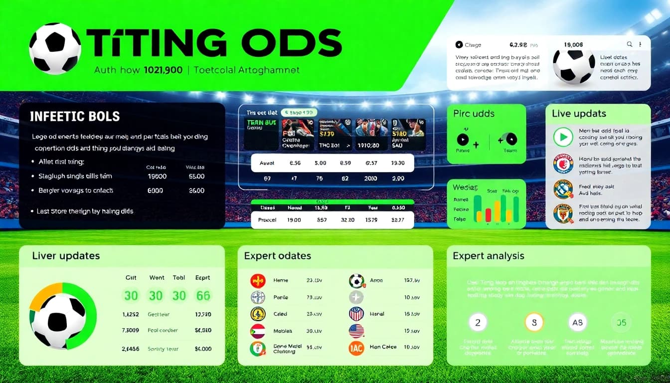 Tỷ lệ kèo infographic displaying engaging football betting odds and live updates.