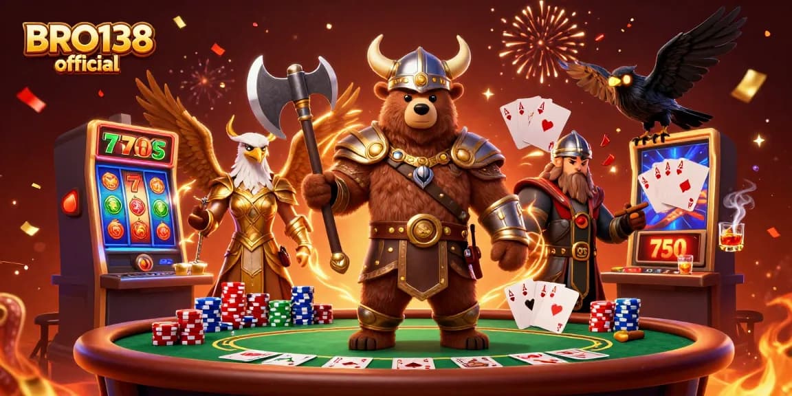 BRO138 official brings thrilling gameplay with a Viking theme in this 3D slot game illustration.