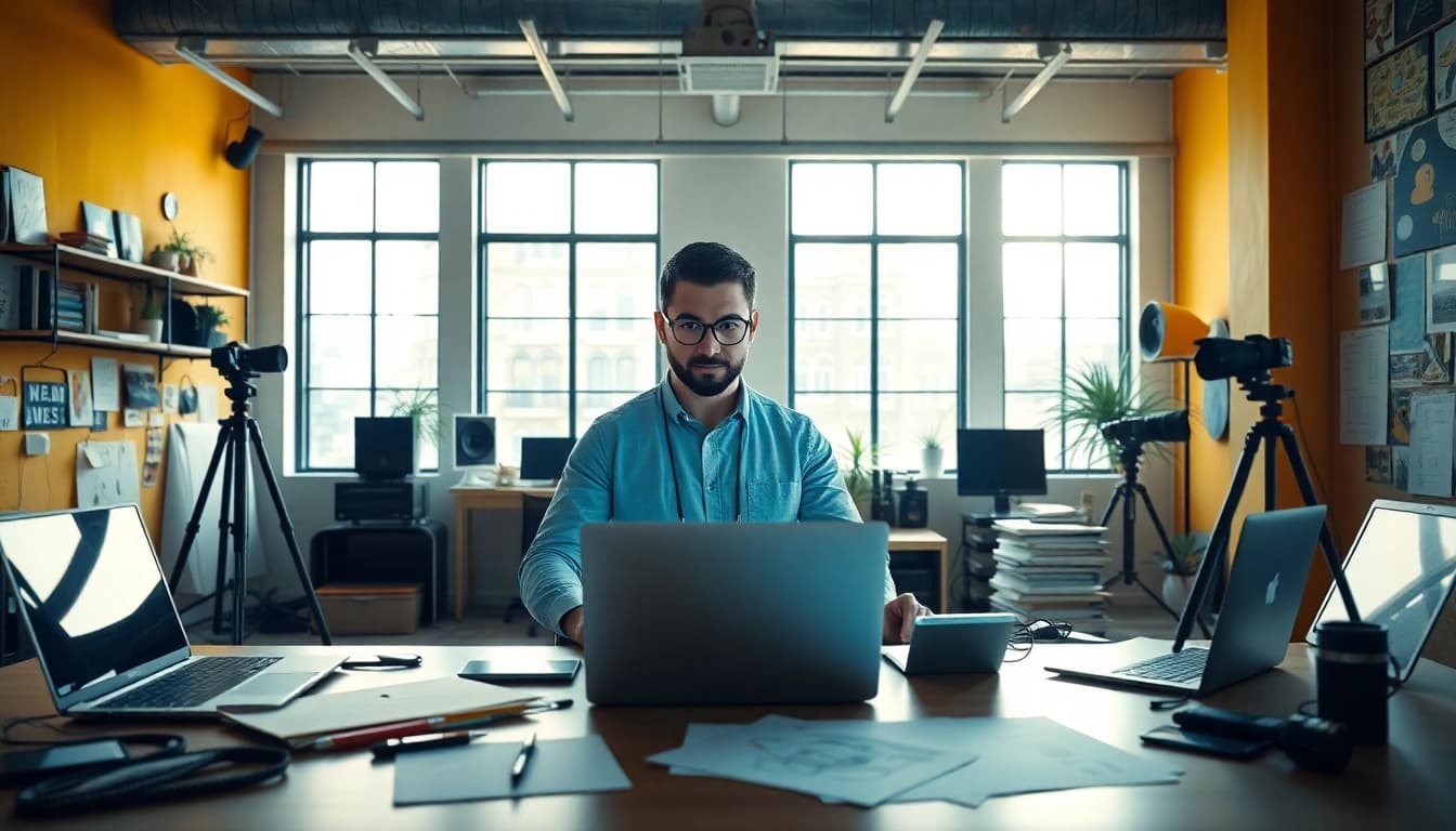 Learn how to get paid for content creation fast with a modern digital creator and vibrant workspace.