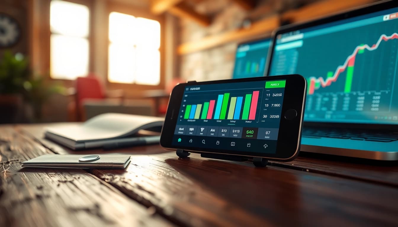 Showcasing a smartphone displaying an online sportsbooks India app among betting tools on a rustic table.
