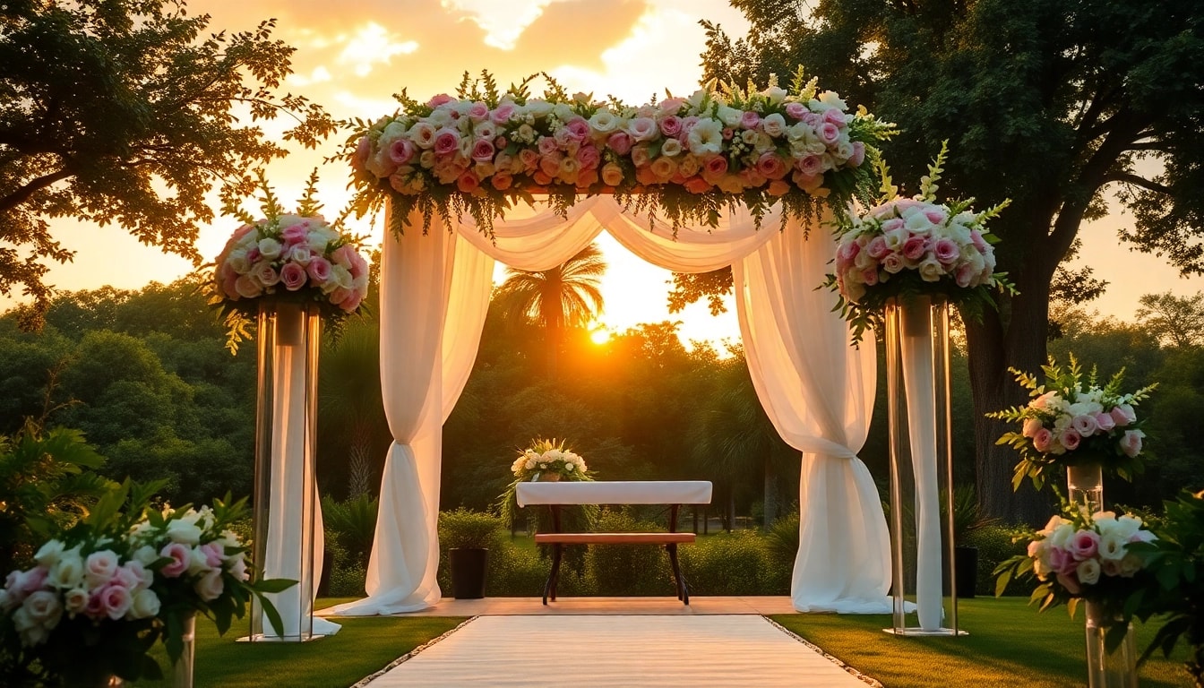 Captivating Jacksonville wedding venue set with floral decor for a romantic ceremony.
