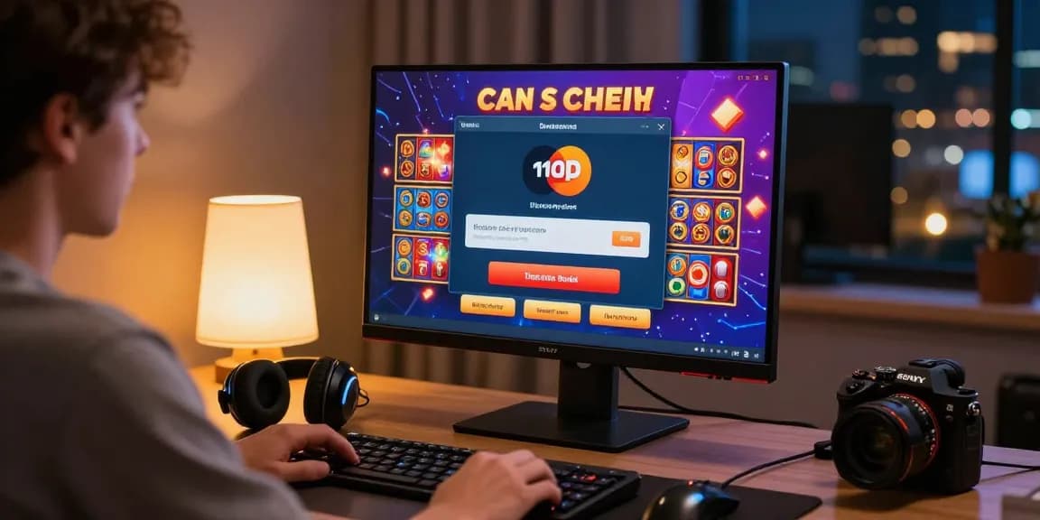 Player enjoying immersive gaming at mastercard casinos online, with vibrant graphics and promotions.