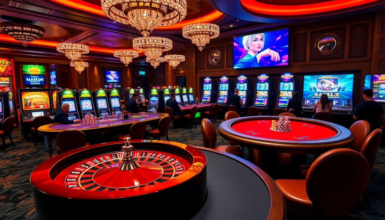 Imprégnez-vous de l'ambiance palpitante d'un site de casino en ligne présentant des tables de roulette et une activité de jeu vibrante.