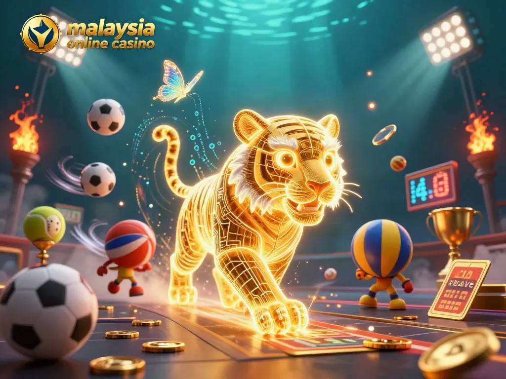 Experience the thrill of malaysia online casino with a vibrant, dynamic 3D casino illustration.