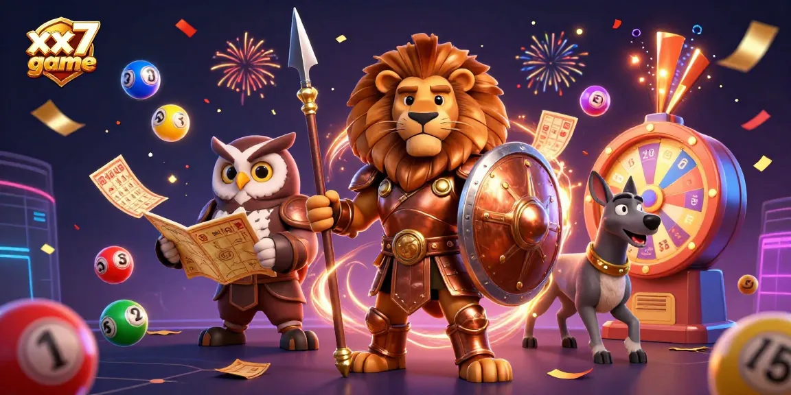 Experience the excitement of the xx7 game with vibrant illustrations of interactive lottery elements.