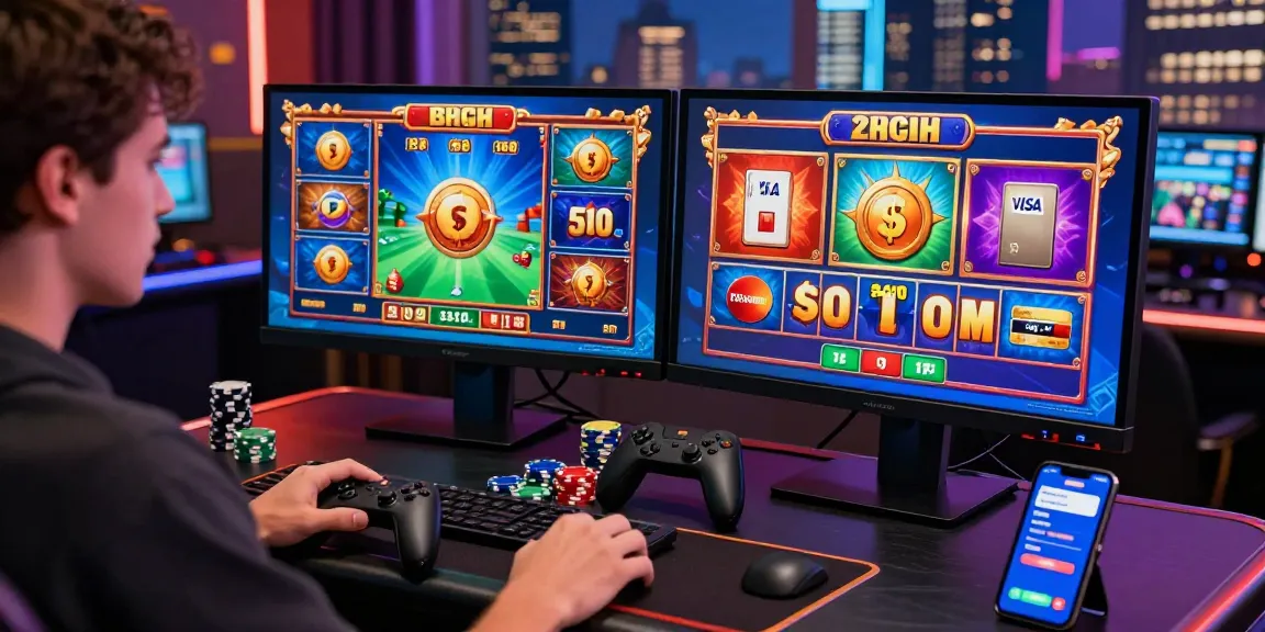 Engaging online casino scene showing a player using scoarch.org.uk for Visa and Mastercard gaming.