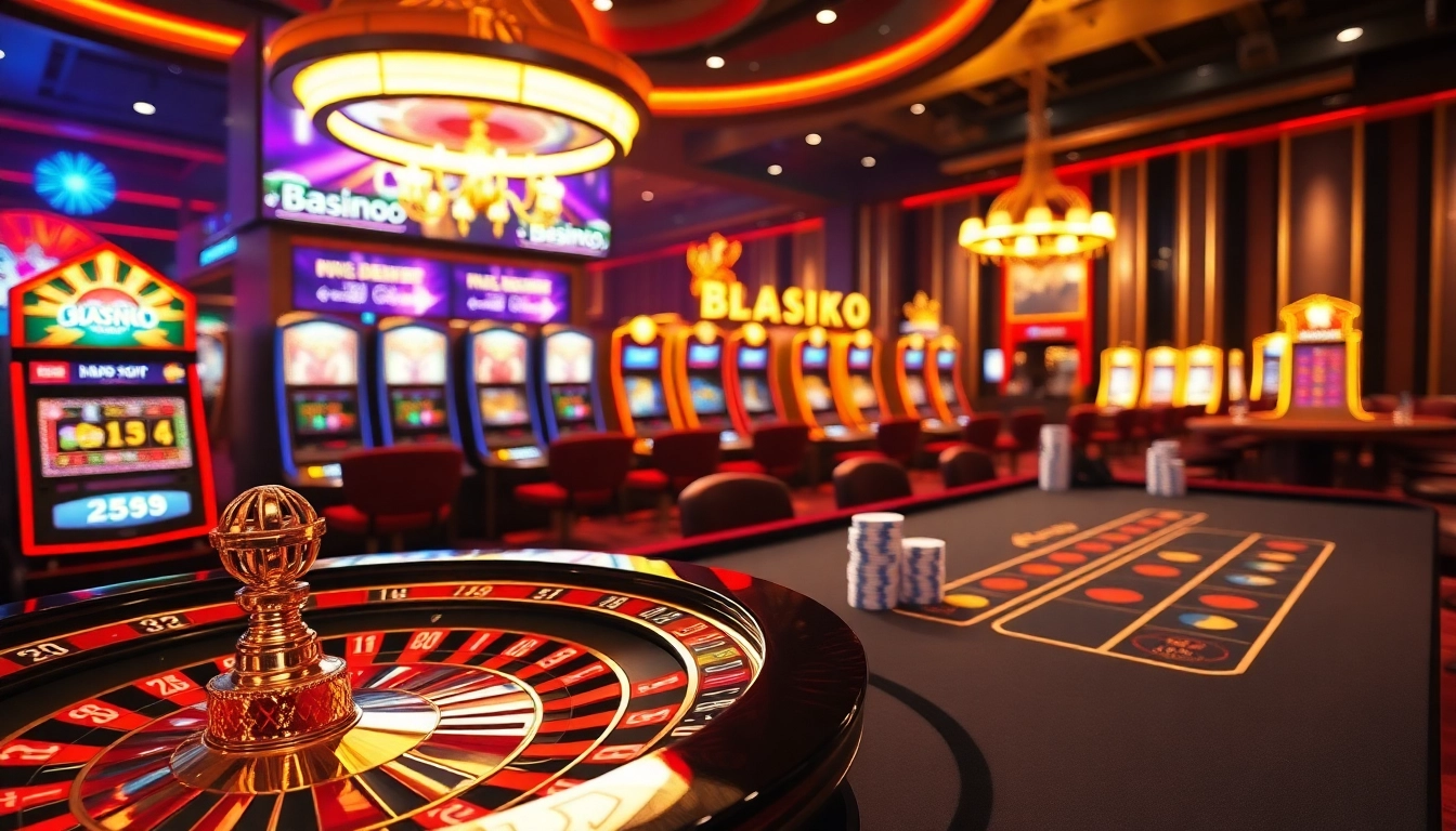 Engagez-vous avec un site de casino en ligne luxueux proposant des tables de jeu vibrantes, des jetons de poker colorés et des machines à sous modernes.