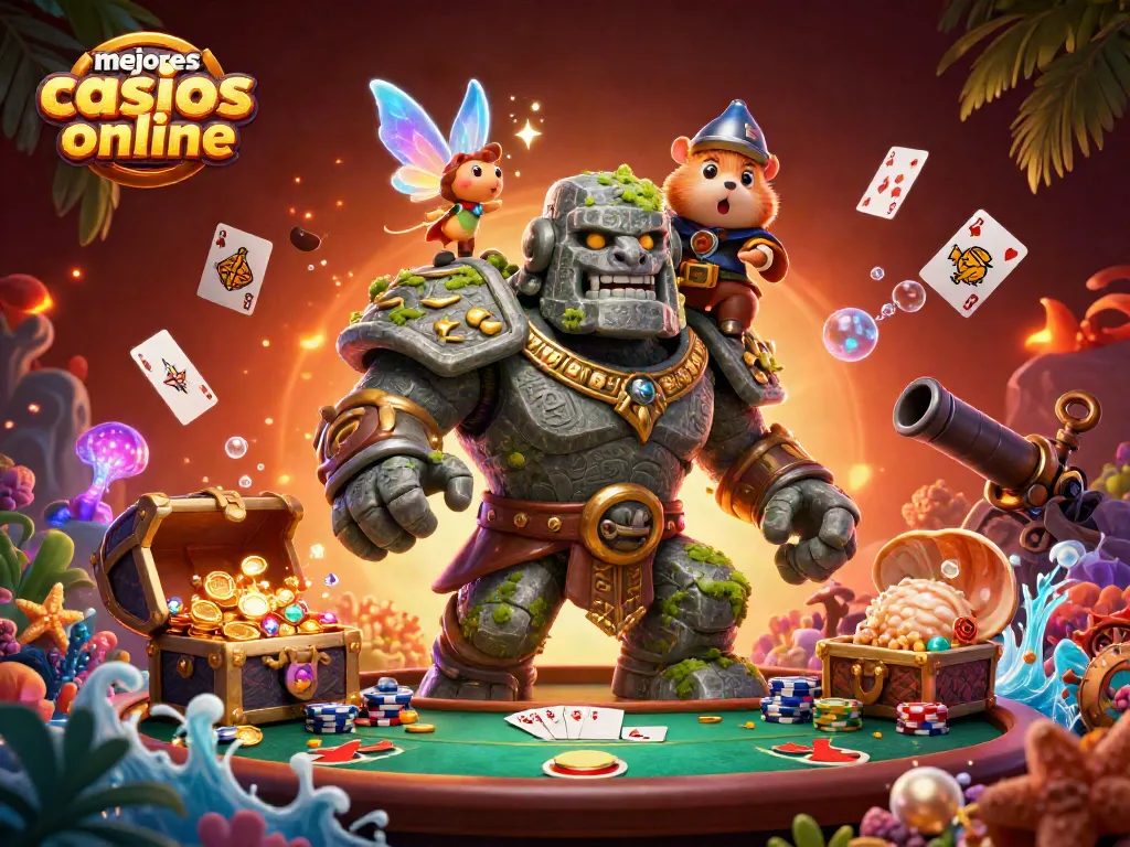 Juega en los mejores casinos online con la magia de un guardián golem y su compañero hada.