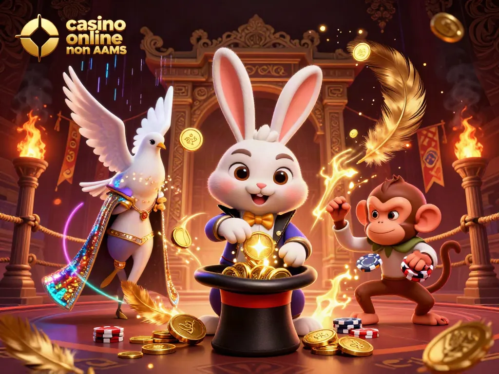 Gioca nei casinò online non AAMS con il coniglio magico che estrae monete d'oro.