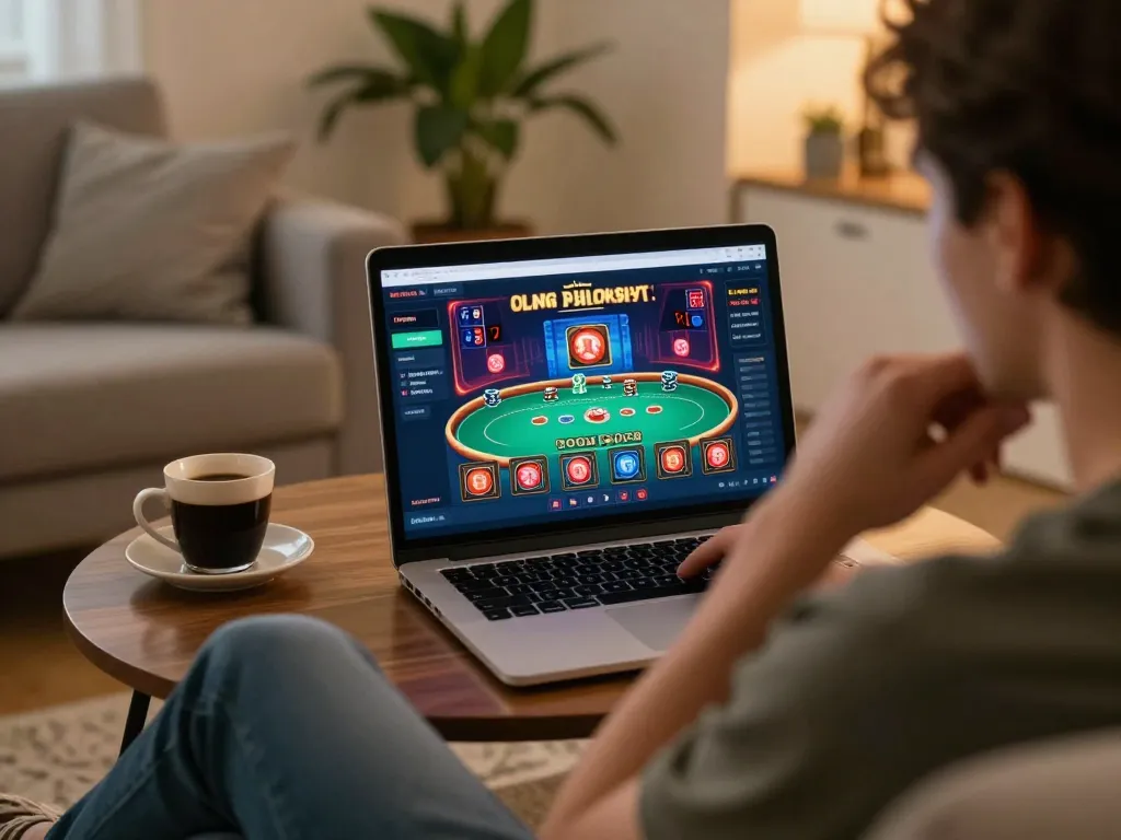 Player strategizes with hidden wiki onion links while engaging in online poker from home