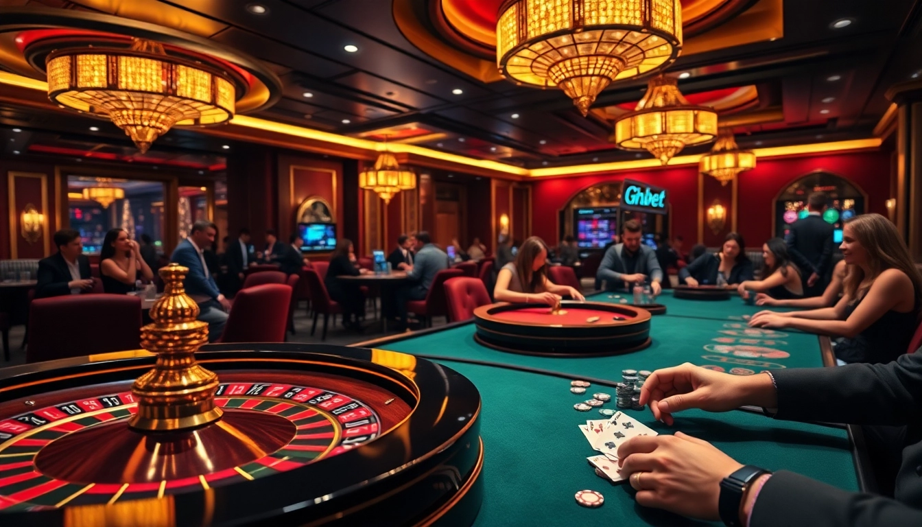 Shbet showcases an exciting casino ambiance with vibrant games and poker tables.