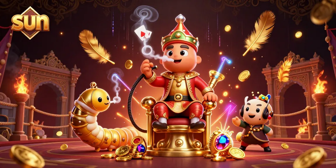 Engage in thrilling casino action with Sun-inspired gaming motifs in a vibrant 3D scene.