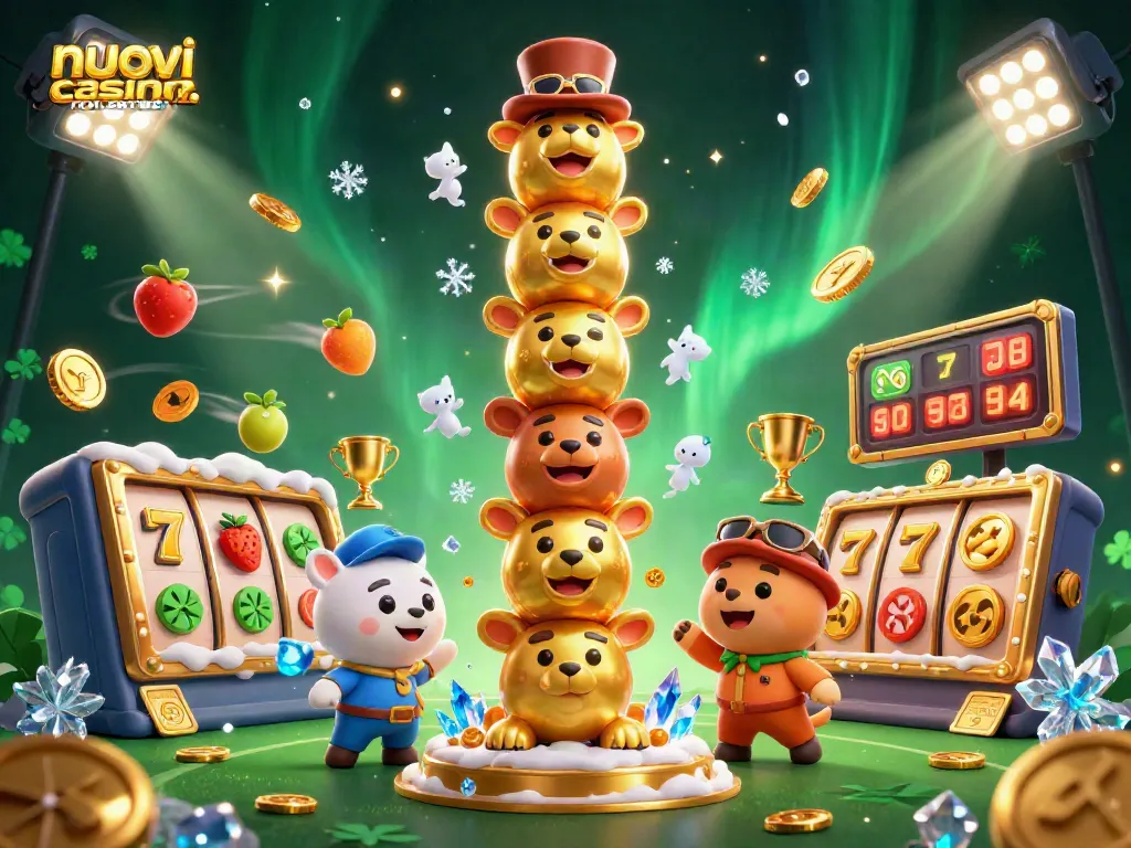 Scopri i nuovi casino non AAMS e divertiti con un'illustrazione vivace di giochi e premi.