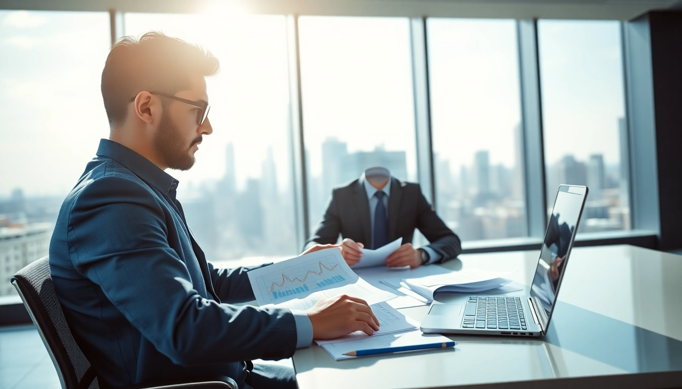 Analyze Real Estate Finance strategies with a professional in a modern office setting.