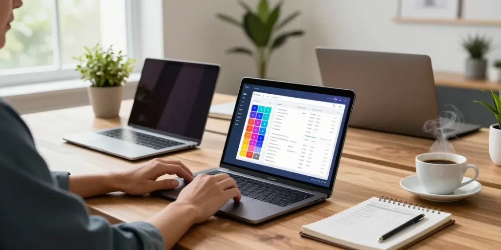 Calculator Online displayed on a sleek laptop in a bright workspace with a cozy atmosphere.