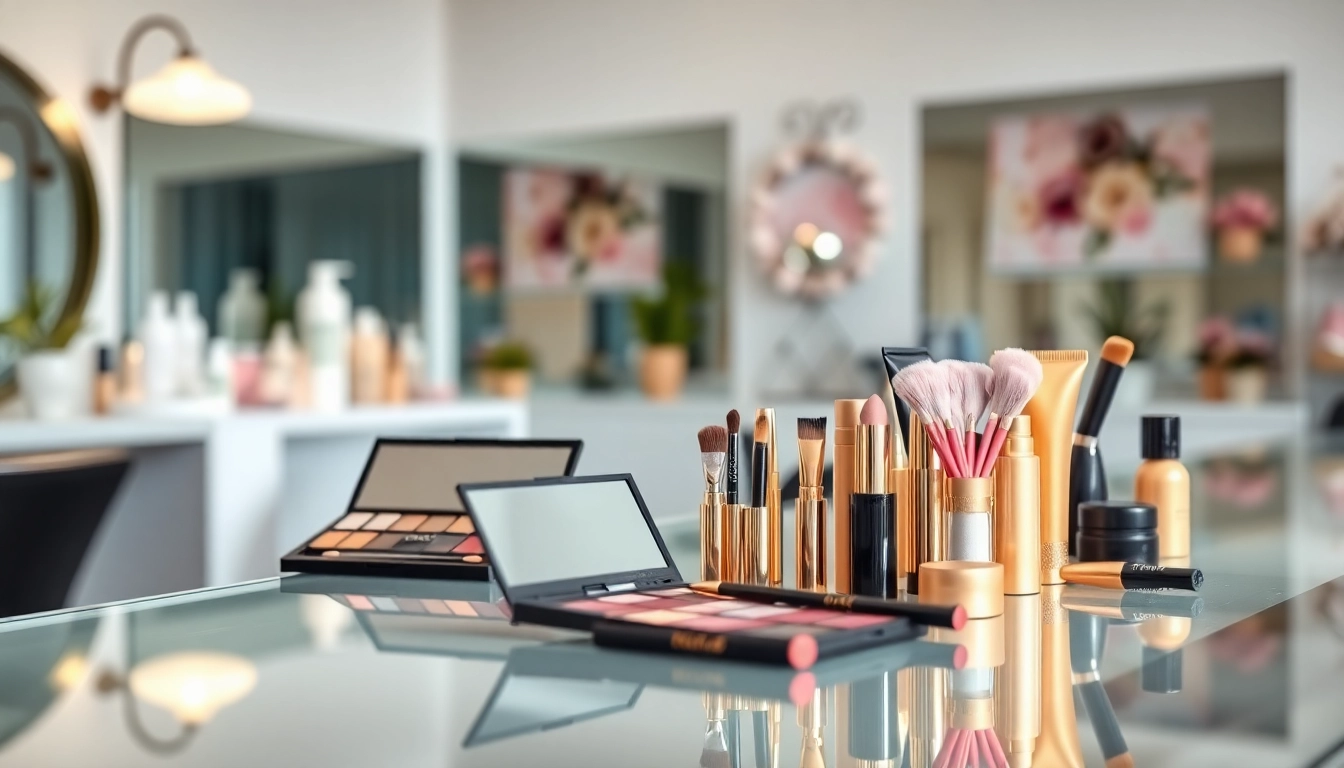 Discover wholesale makeup suppliers with vibrant palettes and professional brushes on display.