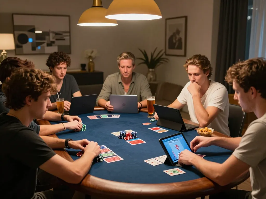 Engaging gameplay on sc88 link shown through players participating in a vibrant online poker night with strategic moves and friendly atmosphere.