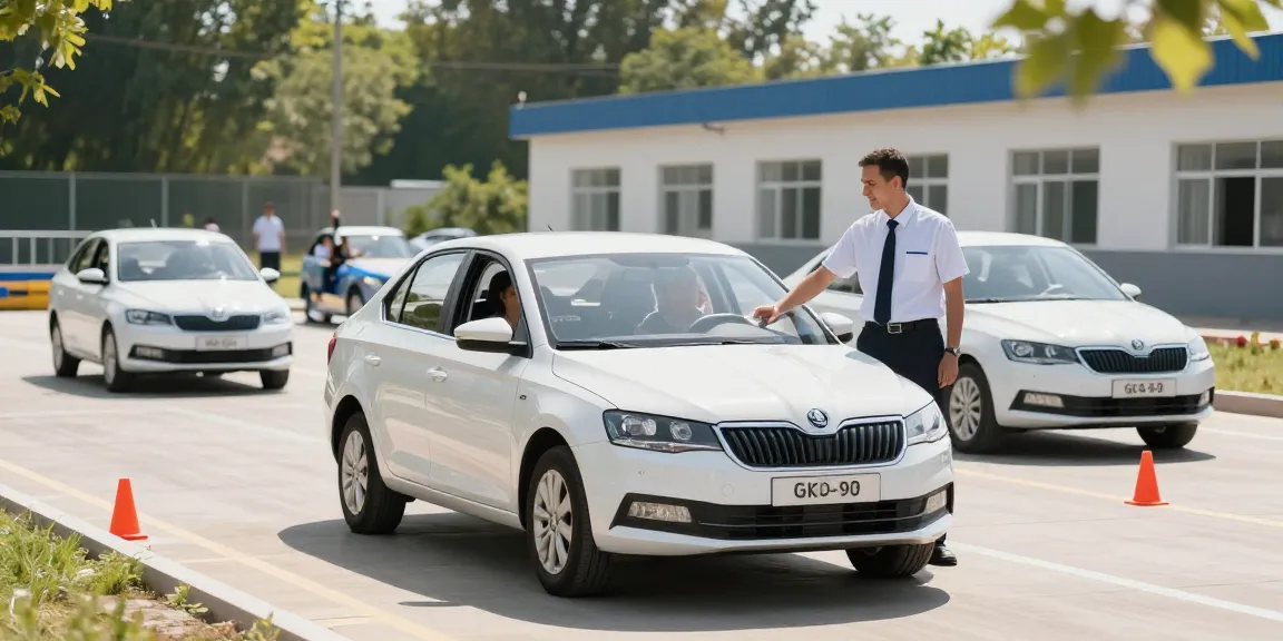 Driving lesson at scoala auto chisinau with instructor and eager students learning in a Skoda Fabia.