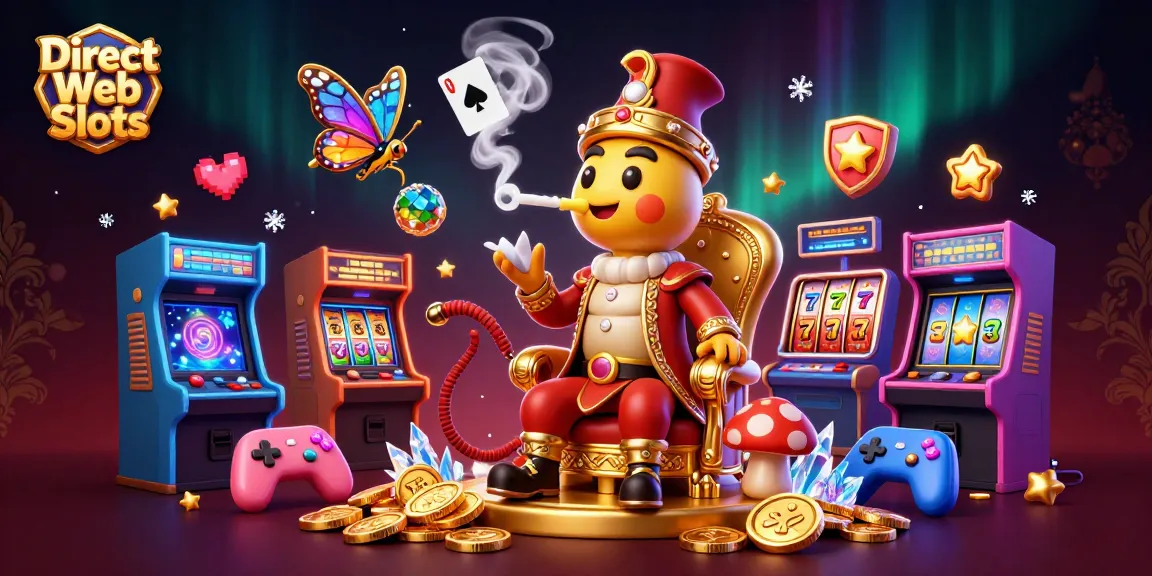 Experience Direct Web Slots with animated caterpillar in a luxurious setup, showcasing vibrant game elements and casino symbols.