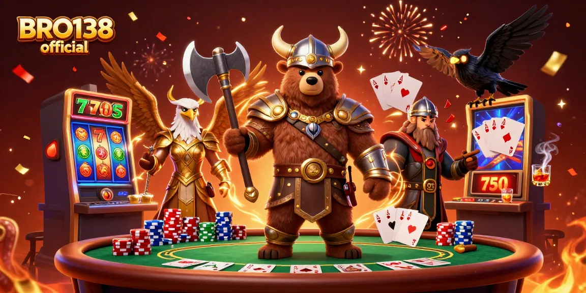 BRO138 official brings thrilling gameplay with a Viking theme in this 3D slot game illustration.