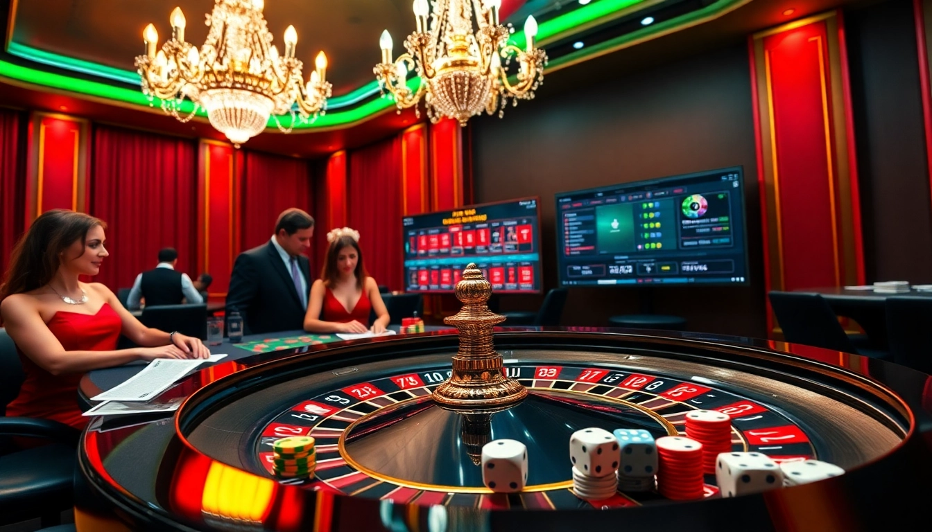 Interagissez avec un site de casino en ligne dynamique présentant de la roulette et des scènes de paris passionnantes.