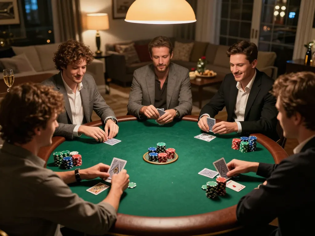 Engaging poker game scene at home showcasing strategy and fun while playing sc8885.