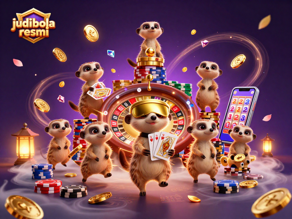 Experience excitement with judi bola resmi in a dynamic casino scene featuring playful meerkats.
