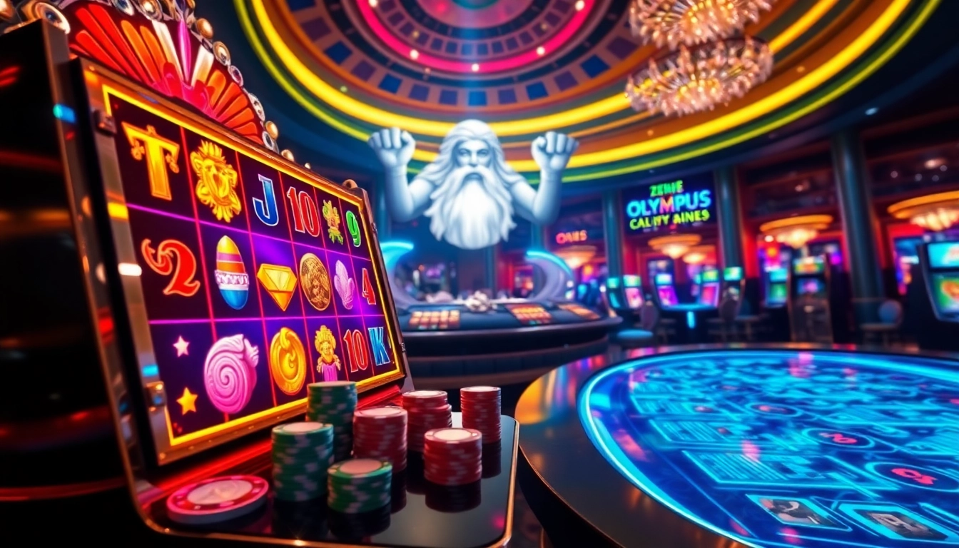 Experience the Olympus slot magic with vibrant reels and mythical symbols in an exciting casino.