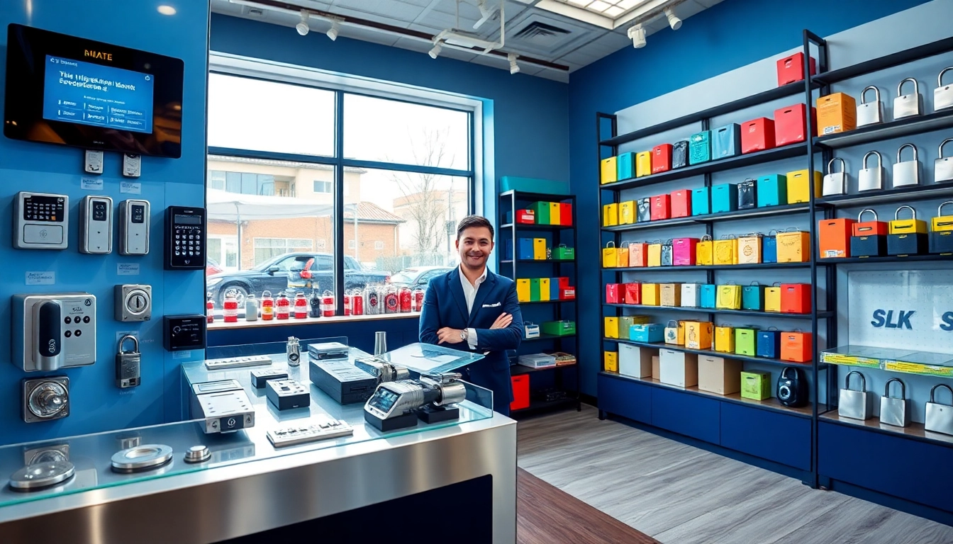 Locksta präsentiert hochwertige Sicherheitslösungen in einem modernen Showroom.