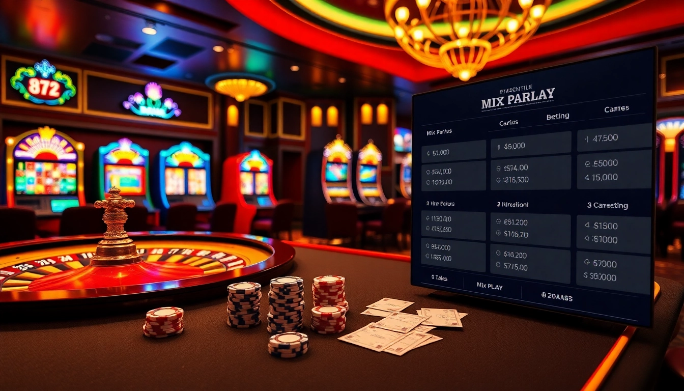 Experience the excitement of Mix Parlay betting at a vibrant casino table with chips and odds display.