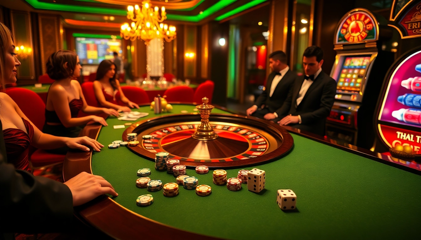 Une scène captivante de joueurs de roulette s'engageant sur un site de casino en ligne avec une tenue élégante et une atmosphère vibrante.