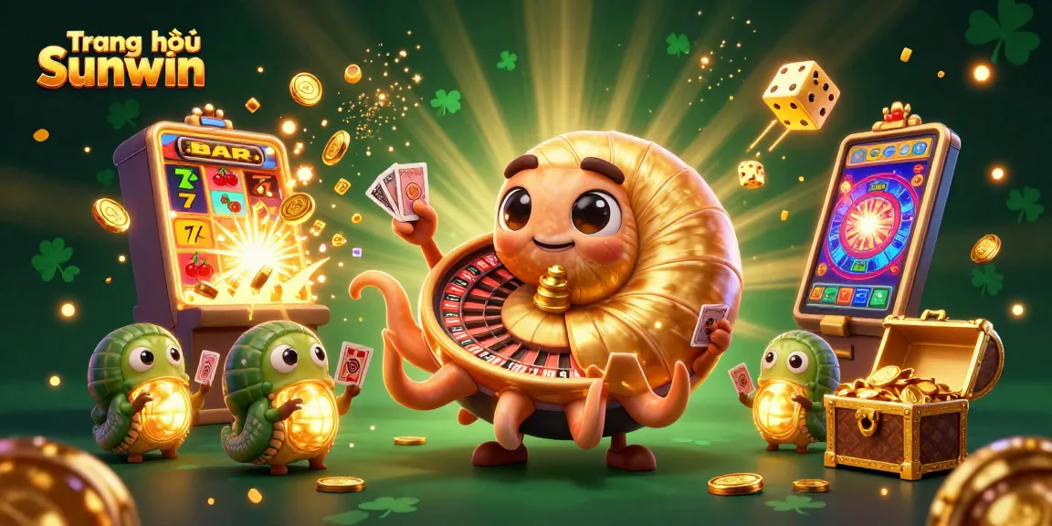 Engage with Trang chủ Sunwin through a vibrant 3D cartoon scene filled with exciting casino elements.