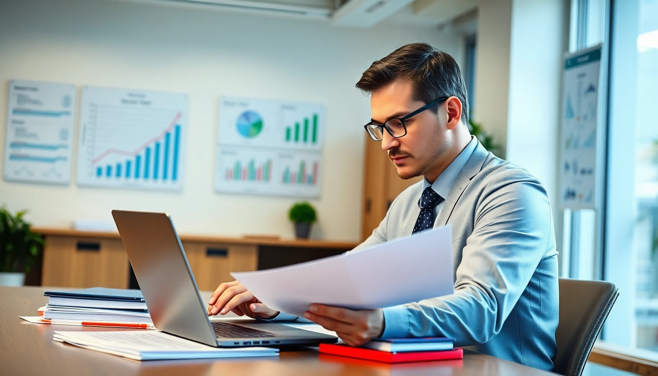 Analyzing FCPA/DCAA/Flowdown/ITAR/EAR compliance documents in a modern office.