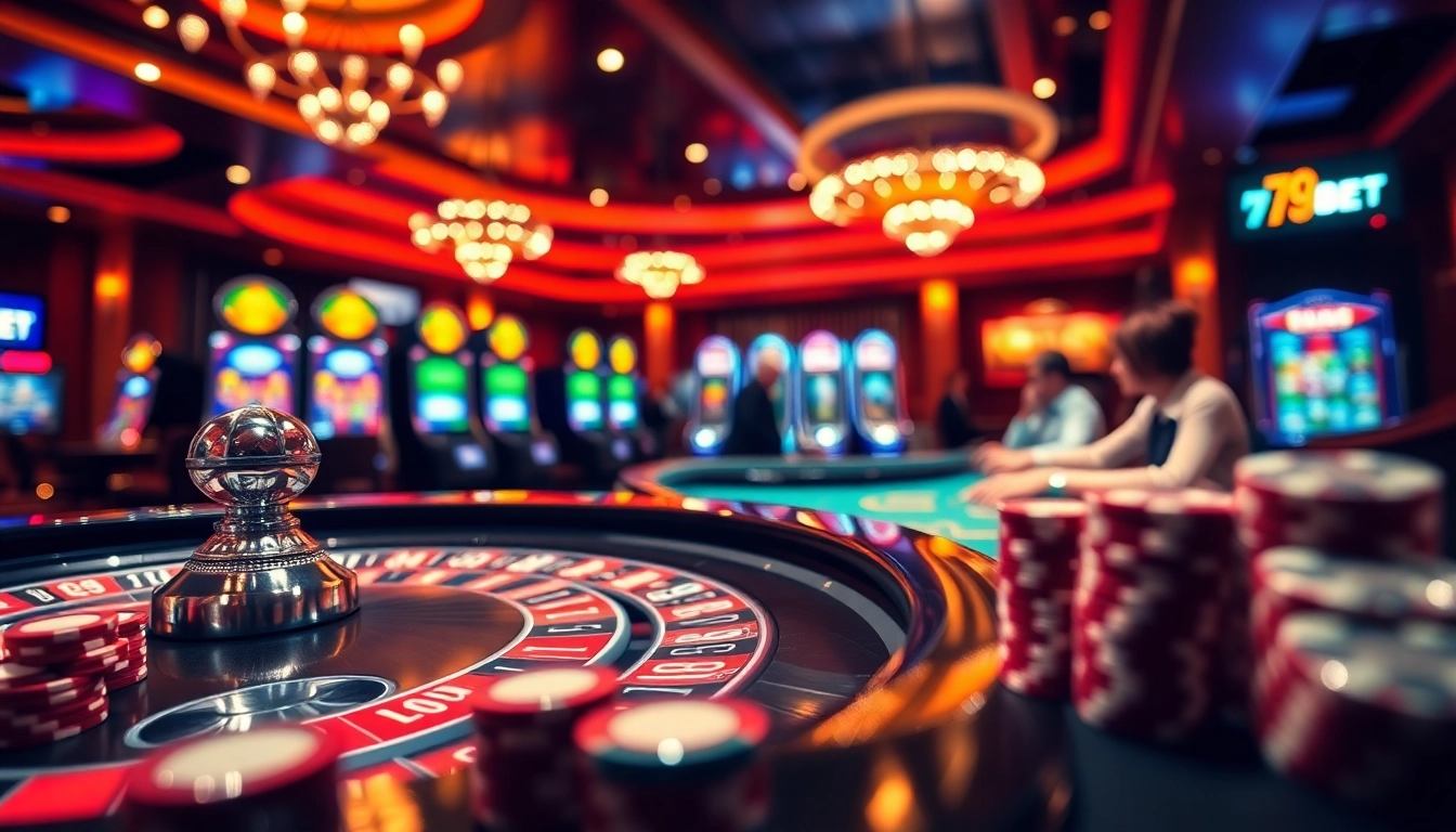 Players enjoying an engaging gambling experience at 789 BET with poker chips and roulette.