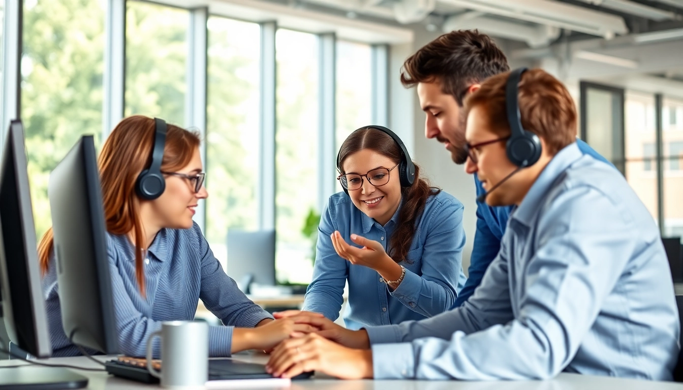 Collaborative IT team emphasizing managed IT services near me in a modern office setting.