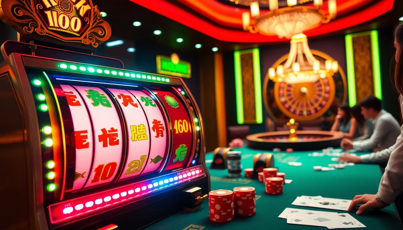Experience the thrilling mahjong slot demo with vibrant casino elements and excited players.