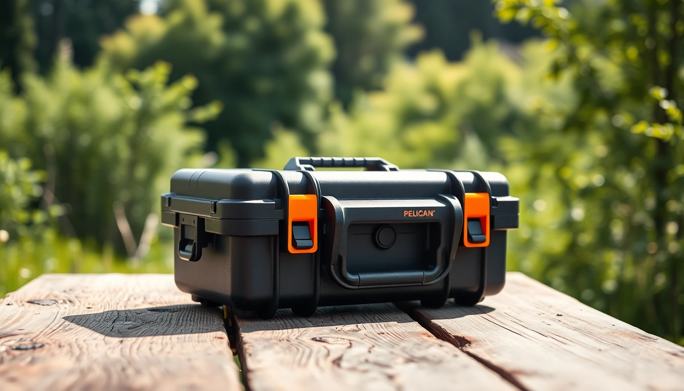 Showcasing a pelican rifle case designed for durability and protection outdoors.