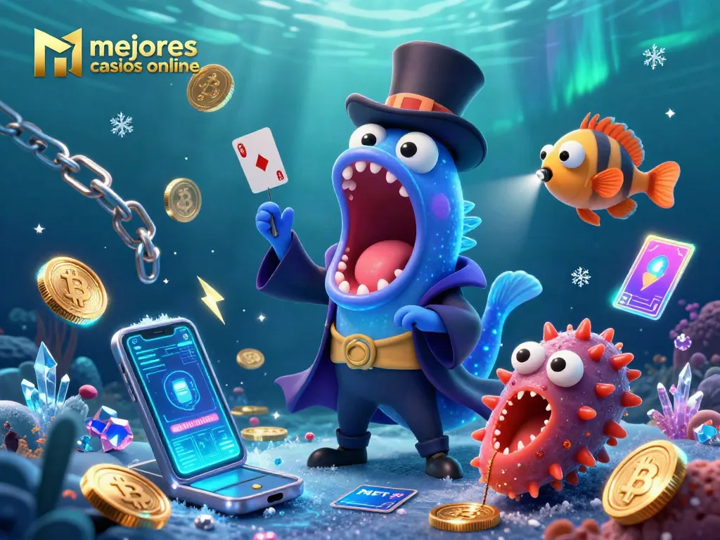 Encuentra los mejores casinos online para jugar con una ilustración mágica de criaturas marinas.