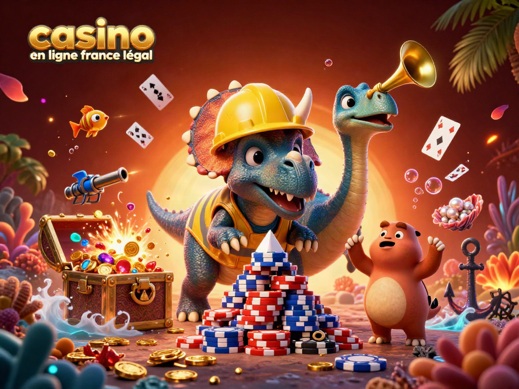 Gagnez au casino en ligne France légal avec une illustration d'une scène animée.