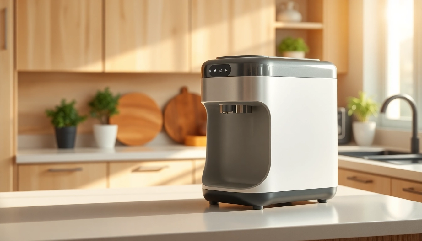 Showcase an affordable appliance in a stylish kitchen setting with natural lighting.