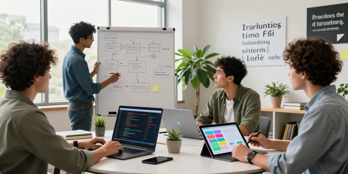 Team collaborating on AI projects, showcasing a crush on ai in a modern workspace.