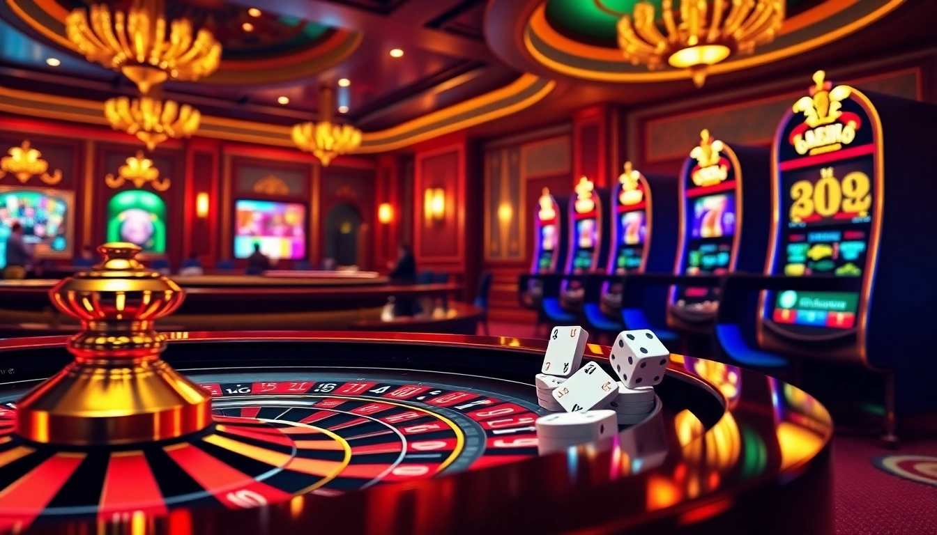 L'excitation d'un site de casino en ligne avec des cartes animées et une roulette dans un cadre luxueux.