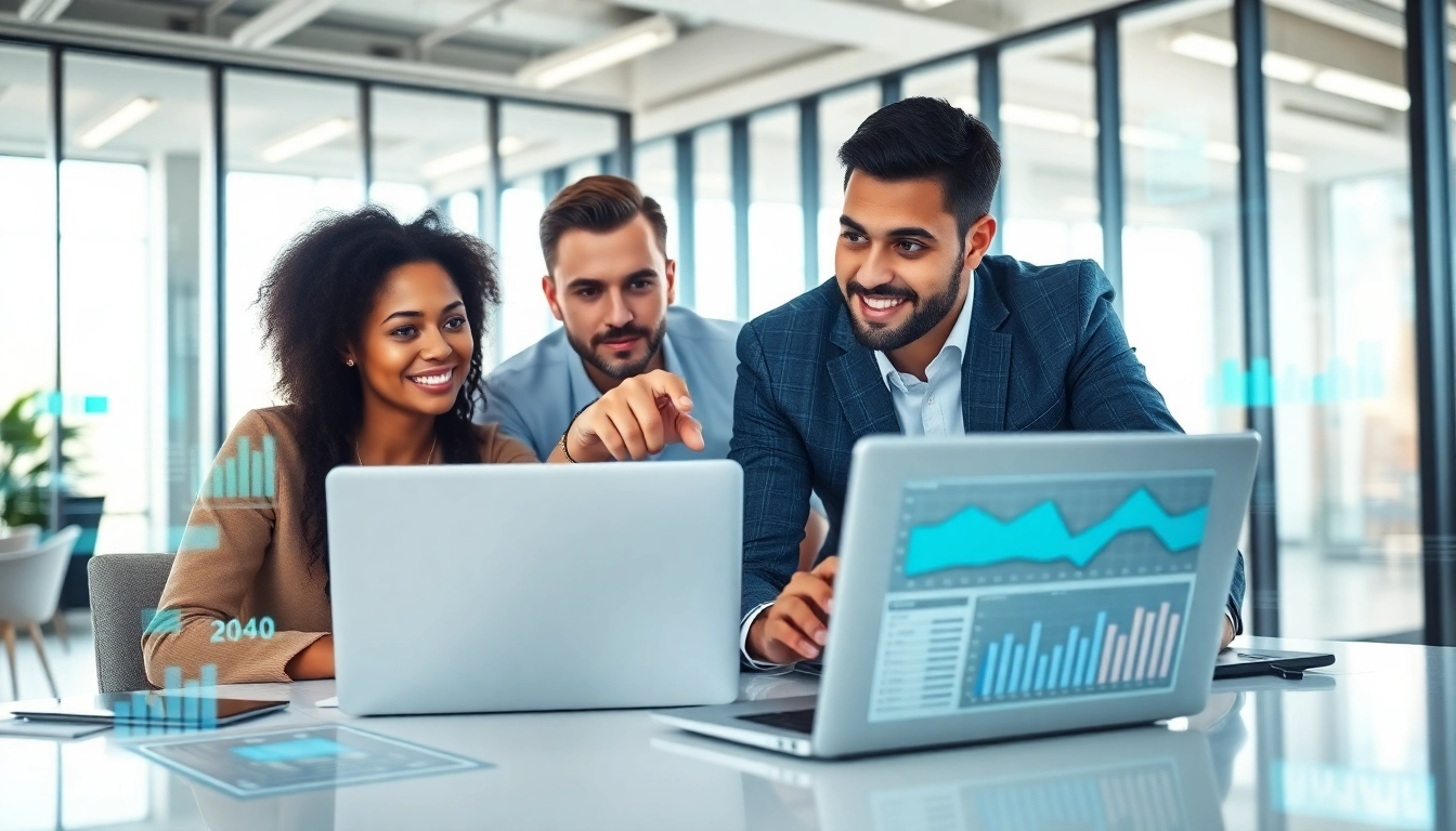 Team analyzing competitive intelligence data in a collaborative business setting.