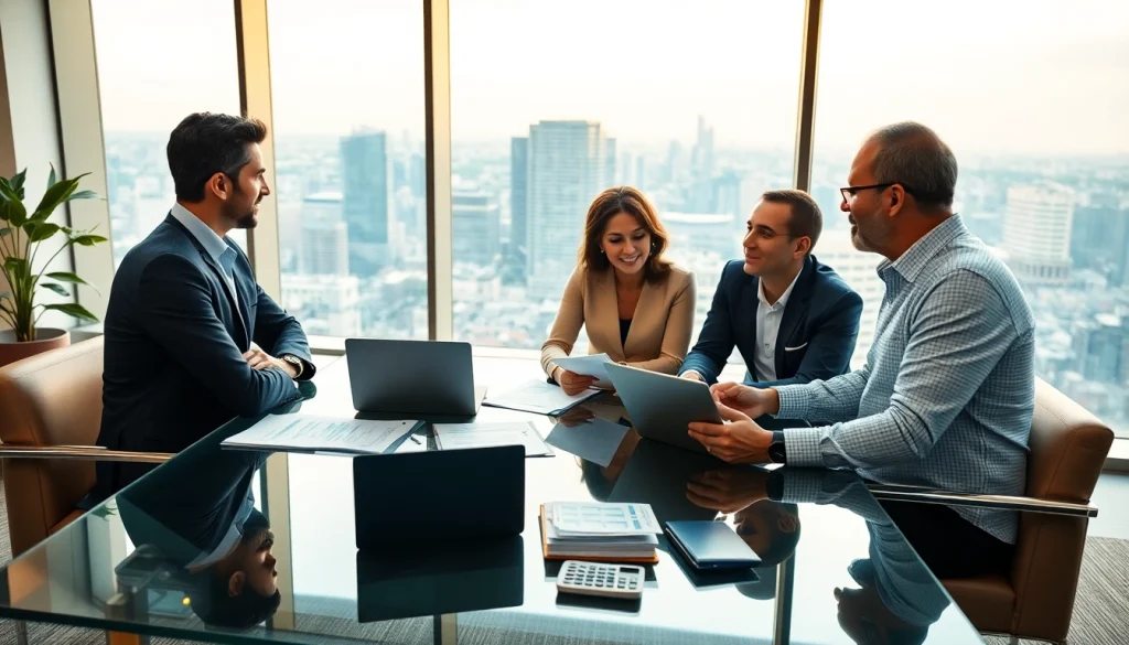 Engaging scene of tax planning and wealth management consultation illustrates financial guidance.